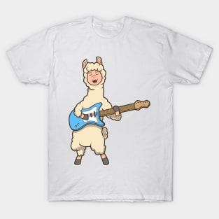 Comic llama plays electric guitar T-Shirt